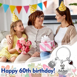 SwirlColor Birthday Keyring, Birthday Gifts for Women Men Exquisite Keyring Gifts for Years Old Birthday, with Happy Birthday Card, Silvery, Unit size