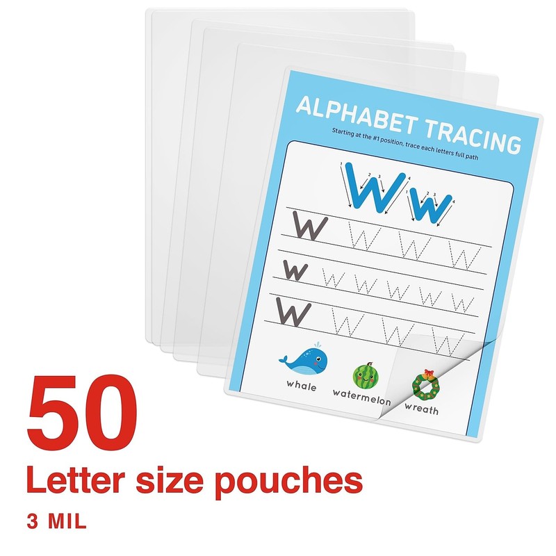 Staples Letter Size Thermal Laminating Pouches, 3 mil, 50 Pack
