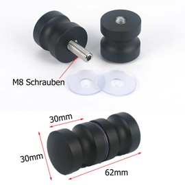 Cokritsm Pack of 2 Shower Door Knobs, 30 mm, Aluminium Shower Door Handles, Double-Sided Shower Door Knob, Double Shower Door Knob, Round Handle Shower Door Knob with M8 Screw for Glass Doors