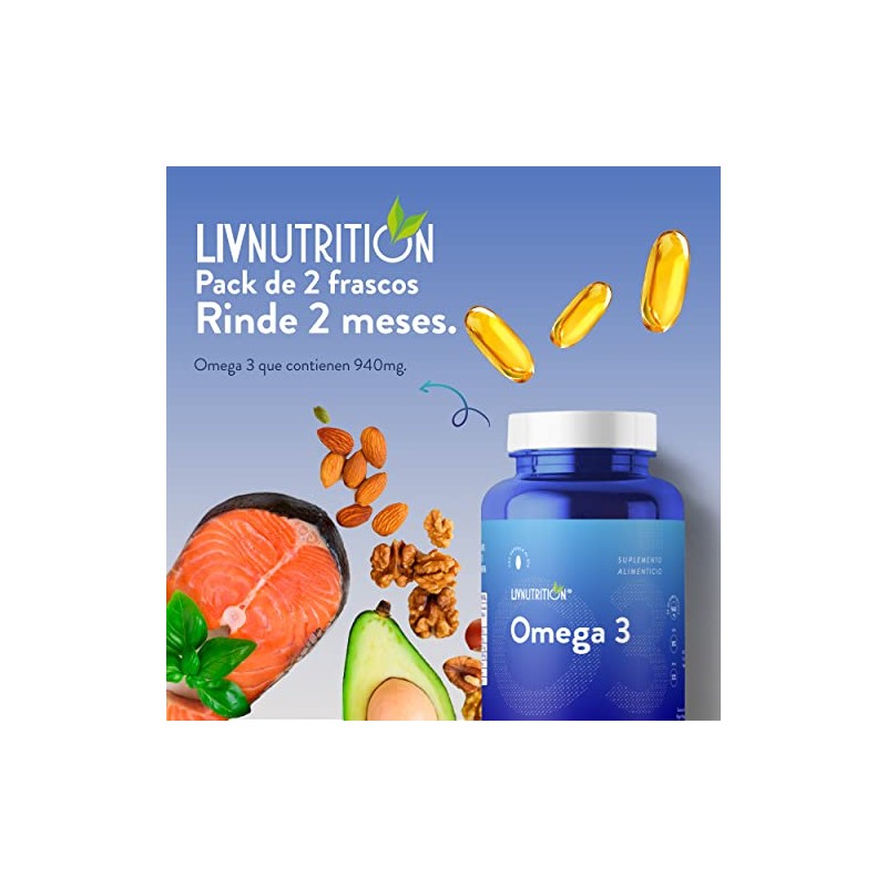 Liv Nutrition Omega Aceite Pescado Cápsulas Veganas Gluten Epa Dha