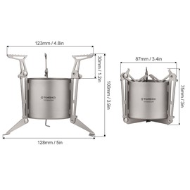 TOMSHOO Titanium Alcohol Stove with Foldable Legs and Pot Supports for Camping Hiking Backpacking Outdoor Cooking Stove