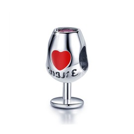 XinYouZhi Red Wine Glass Charm 925 Sterling Silver Charms for Bracelets and Necklaces Beads Dangle Pendants Jewelry Birthday Choices for Women Mothers Day Choice