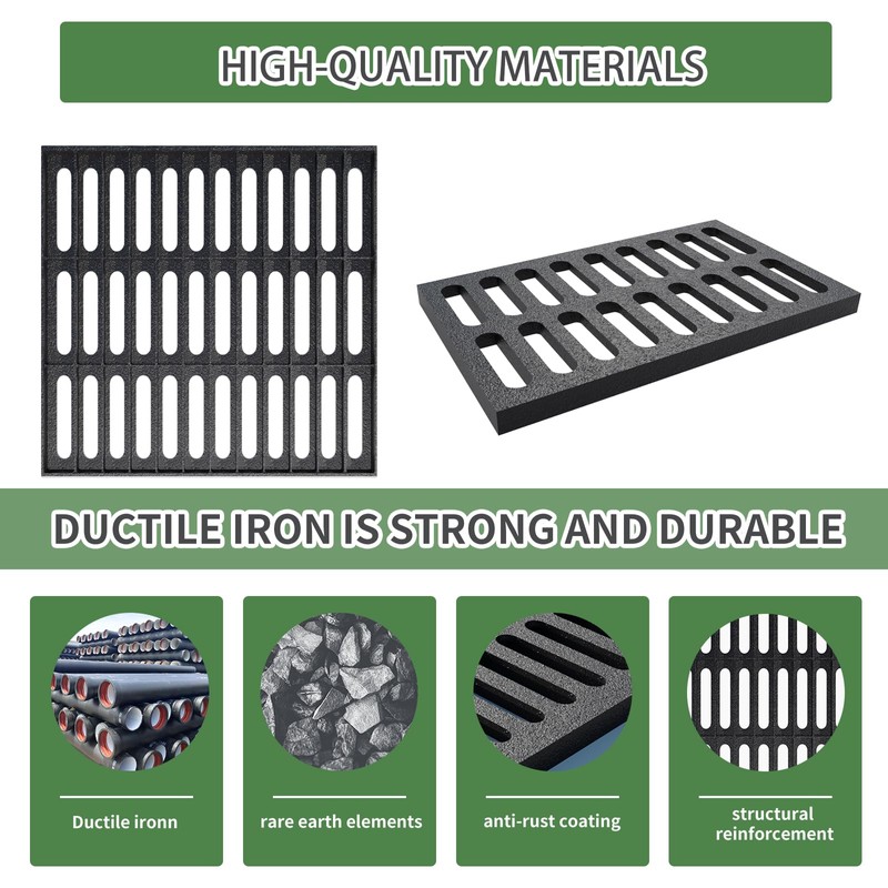 Cast Iron Drain Grate, 12 * 20in Heavy Duty Outdoor