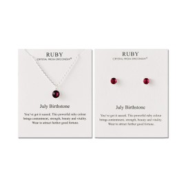 Philip Jones July (Ruby) Birthstone Necklace & Earrings Set Created with Zircondia® Crystals