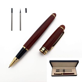 Accod High-grade Redwood Ballpoint Pen Signature Pen Wooden Ballpoint Pen with Two Replaceable Refills Nice Gift for Business Partner,Colleagues and Friend-Gift Box