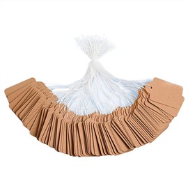 Price Tags with String, Suithink 300 Pieces Kraft Paper Tie on Labels 35 x 22mm Brown Jewellery Strung Price Tags for Display Clothes Jewelry Gift