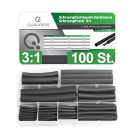 QUADRIOS GmbH Heat Shrink Tubing Set Assortment Box 100 Pieces High Shrink Rate 3:1 Clearly Assorted in Assortment Box Industrial Quality Halogen-Free