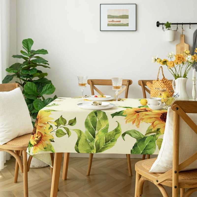 Virtumob Rectangle Tablecloth - 60 x 84 Inch Sunflower Rustic