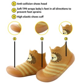 Toddler Shoes Baby First-Walking Trainers - Breathable Anti-Slip Toddler Shoes Socks Soft Kid Cute Non-Skid Sock Shoes Indoor Slipper Mesh Lightweight Sole Children Baby Girl Boys Floor Socks 2PCS/Set
