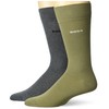BOSS 2-Pack Bold Logo Solid Cotton Socks, Artichoke Green/Medium Grey,
