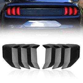 HAKA TOUGH Tail Light Lamp Cover Guard for Ford Mustang 2018-2023, Trim Frame Bezels Set Taillight Lens Shell Exterior Accessories,Smoke Black