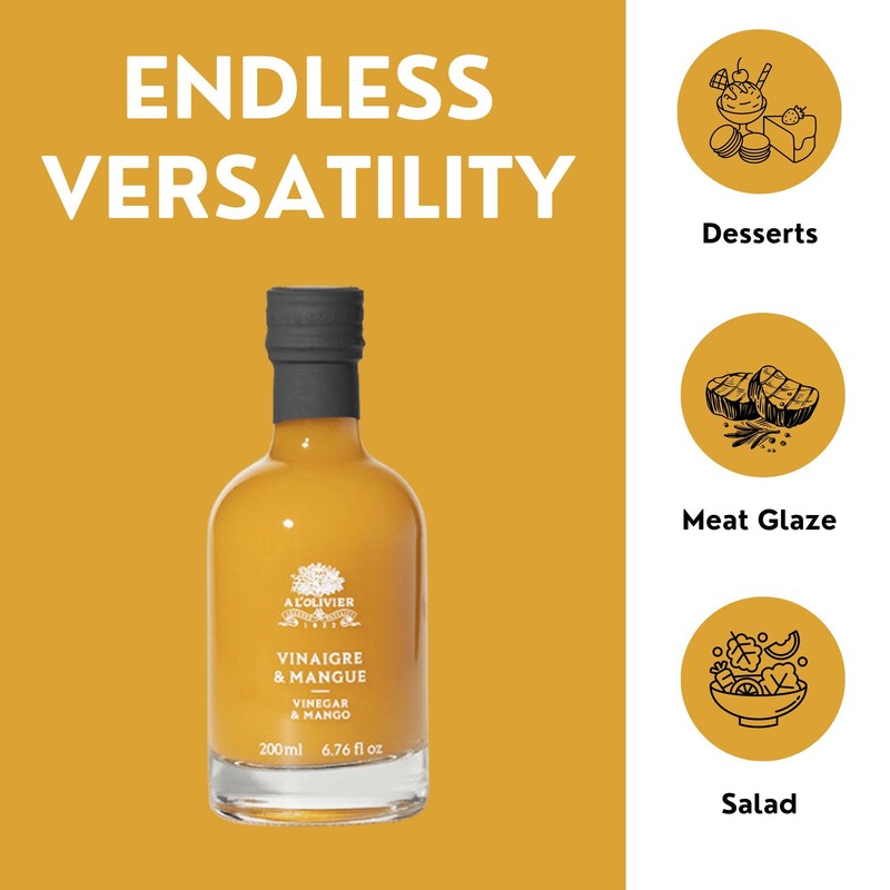 A L'Olivier Mango Fruit Vinegar, 7-Ounce, Yellow