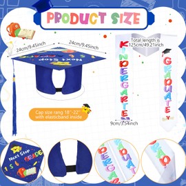 Wesiti Kindergarten Graduation Cap Gown Stole Set with Tassel Bracelet Certificate Graduation Kit Gifts for Kids(33',Blue)