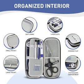 Scian 13 Pcs Stethoscope Case Kits, Portable First Aid Kit Bag with Medical Scissor, Nurse Accessories for Work (Black)