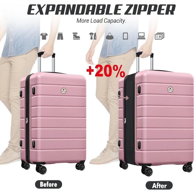 KEYTANG Hardside Expandable Spinner Wheels Luggage Suitcase with Backpack 5