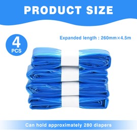 Esteopt Nappy Bin Refill Bags, 4 Nappy Pail Refill Bags, Plastic Refill Bags, Maximum Capacity of 280 Nappies, Genie/Munchkin/Angelcare for Baby Nappy Bin, Nappy Bin