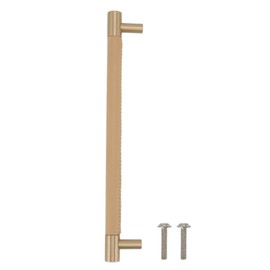 Cabinet Door Handle 224MM Hole Pitch Leather Brass Light Luxury Cupboard Bar Pull Handle for Home Wardrobe Drawer Beige