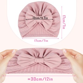 LECTNORE Newborn Baby Hat, Soft Stretchy Baby Turban Hat, Infant Girls Boys Hat, Nursery Hospital Hat for Newborns, Toddlers, pink/white