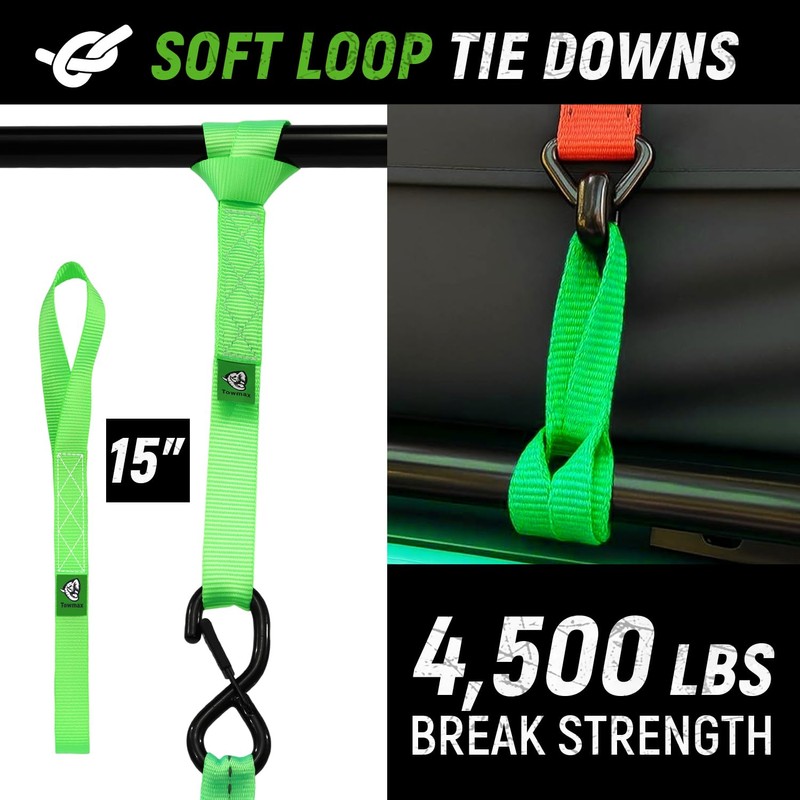 Retractable Ratchet Straps(4 Pack) - 1in x 10ft Self Retracting