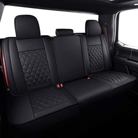 Aierxuan Car Rear Seat Covers with Waterproof Leather, Automotive Vehicle Cushion Cover for Cars SUV Pickup Truck Fit for 2009-2025 Ford F150 and 2017-2025 F250 F350 F450 Black Rear seat Cover