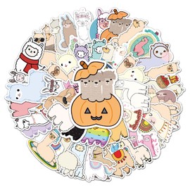 Bric Dodo Pack of 50 Alpaca Stickers Car Laptop Phone Guitar Skateboard Motorcycle Bicycle Lamb Stickers Set Vinyl Waterproof Aesthetic Stickers for Teenagers Children Adults