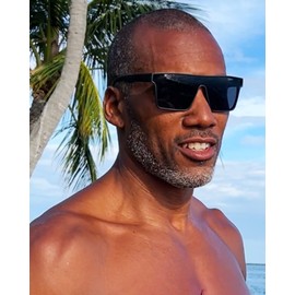 GOODEYE Polarized BOLD PLATED™ Sunglasses | Mirrored Square Rectangle Men Women Rimless UV Cool Color (Incognito Black)