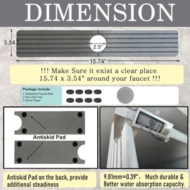 WIFORF Stone Faucet Mat for Kitchen Sink, 16 inch Long Diatomite Fast Drying Stone Sink Tray，Diatomite Absorbent Mat, Faucet Splash Guard for Bathroom Kitchen, 15.74 x 3.54 in(Dark Gray)