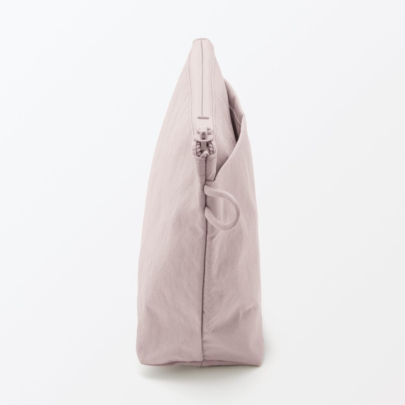 MUJI 84475665 Wrinkle Nylon Pouch with Gusset, Pink, S, Approx.