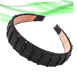TOVINANNA 1pc Glittering Crystal Hair Hoop Stylish Beaded Headband for Weddings Parties and Special Occasions Elegant Hair Accessories for Women and Girls Black