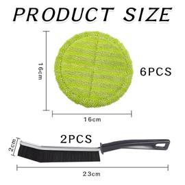FFDHWU 6 Pieces Of Mop Replacement Cloths And 2 Pieces Of Crevice Brushes, Round Cleaning Cloth, Multi-Functional Cleaning Tool, Suitable For Cleaning Rooms, Bathrooms And Kitchens