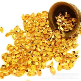 WellieSTR 100PCS Lucky Money Golden Tone Ingot Feng Shui Auspicious Mini Home Office Decor Ornament 2.2cm X 1cm