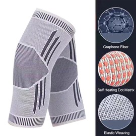 Self-Heating Knee Brace, Magnetic Therapy Heating Knee, Knee Warmer for Men Women, Heat Therapy Knee Brace, Self-Heating Knee Pads, Winter, for Running, Gym, Grey, L (Style 1)