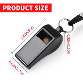 SPORTIC Whistle，Durable Plastic Whistles with Lanyards – Loud Crisp Sound for Coaches, Referees, Training, Emergencies, and Outdoor Activities (6 Pack Black)