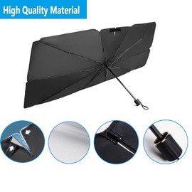 Parasol Brella Shade en forma de paraguas, parasol para parabrisas de coche con bloqueo UV, aislamiento térmico, protección, 79 x 145 cm (ojos en color rojo)