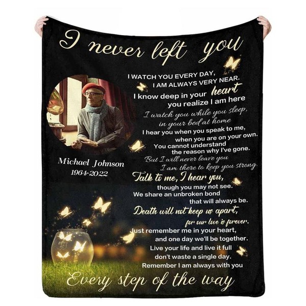 Custom Memorial Blanket with Photos for Loss of Mom Dad