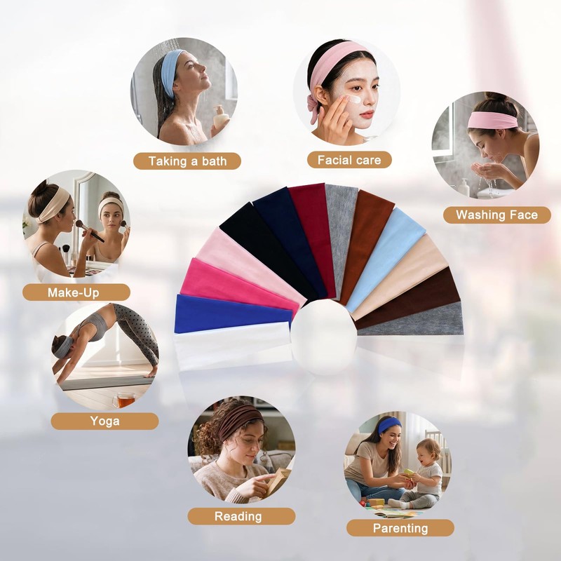 12Pcs Headbands for Women Non Slip Soft Elastic Polka Dot