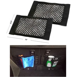 4PC Car Storage Net Organiser (40x25cm) - Universal Elastic Mesh Pockets for Auto Boot, Truck, SUV & Van | Vehicle Storage Solutions | Camping Accessories | Interior Cargo Organiser