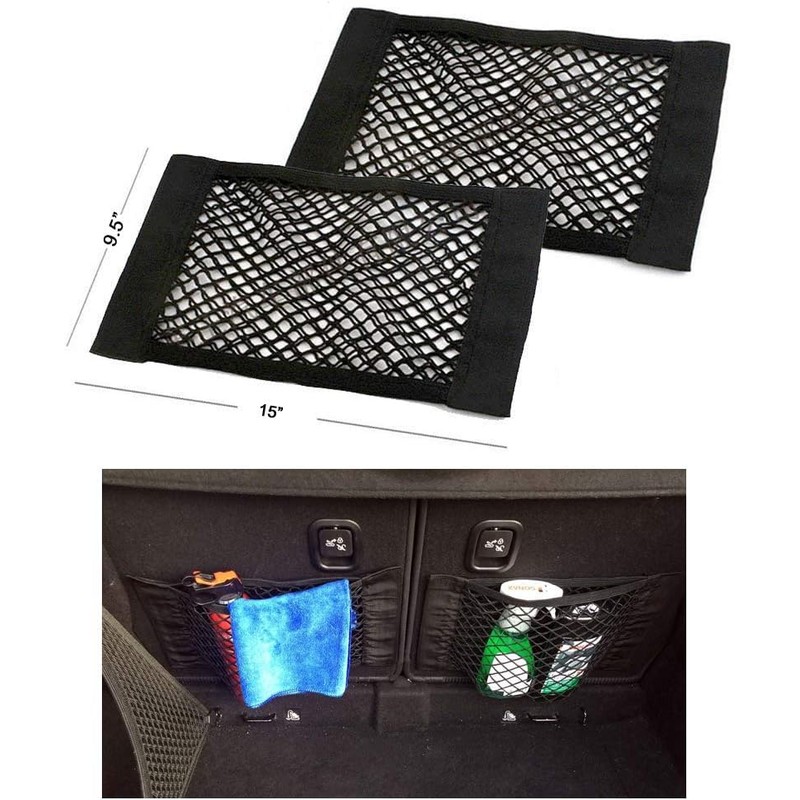 4PC Car Storage Net Organiser (40x25cm) - Universal Elastic Mesh