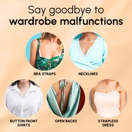 BLOOMORA Fashion Tape – Double Sided Clothing Tape for Women & Men – 100 Transparent Strips (3” x 0.5”) – Waterproof Body & Dress Tape – Fabric Tape for Clothes, Skin, Straps & More