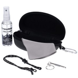 Croakies Eyewear Care Kit with 1(2oz) All Natural VOC Free Lens Cleaner + (1) Hard Case + (1) Microfiber Cloth + (1) Eyewear Retainer + (1) Repair Tool (Grey/Black)