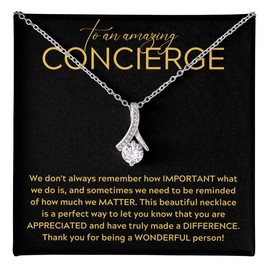 Concierge Necklace Message Card Box Alluring Mahogany - We Don't Always Remember - Appreciation F&B Industry Retirement Coworker Thank You