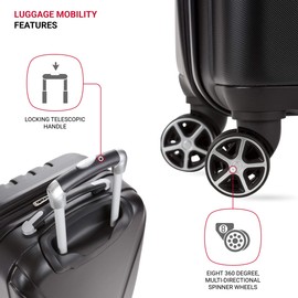 SwissGear 7585 Hardside Expandable Luggage with Spinner Wheels, Black, Carry-On 19-Inch