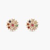 Tarinika Brass Navaratna Floral Stud Earrings - Indian Earrings for