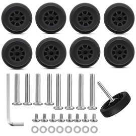 Luggage Wheels Replacement with Axles, 50mm/1.97inch x 18mm/0.71inch Spinner Suitcase Wheel Replacement Rollers 360 Swivel Caster Detachable Wheels for Luggage Suitcase Trolley Bag Travel Box