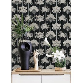 NuWallpaper Kentia Black Peel and Stick Wallpaper, NUS6190