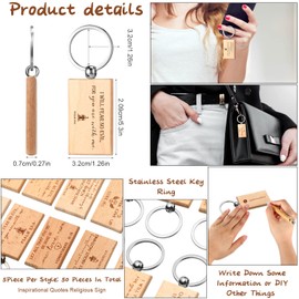 Fumete 50 Pcs Church Gift Bulk Bible Verse Keychains Inspirational Religious Christian Key Chain Wooden Sign for Men Women(Rectangle)