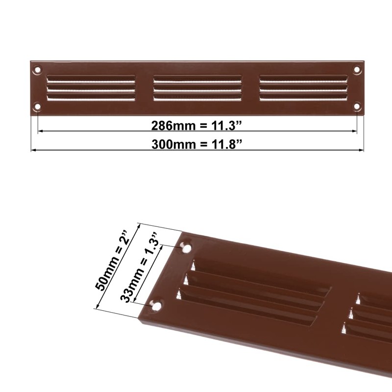 300mm x 50mm Brown Metal Air Vent Grille