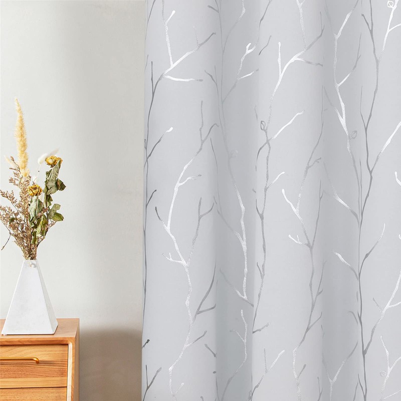 BUHUA White Bedroom Curtains 63 Inches Long, Room Darkening Blackout