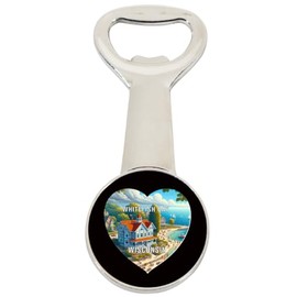 Whitefish Bay Wisconsin Travel Souvenir Destination Heart Shape Design Magnetic Bottle Opener Single