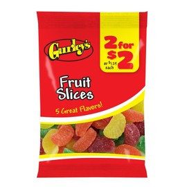 Gurley's Juicy Fruit Slices, Gummy Candy with Natural Fruit Flavors (Pack of 12)